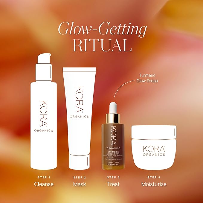 KORA Organics Turmeric Glow Drops, Niacinamide Alternative Face Serum for Radiance, Texture and Pore Appearance, Certified Organic, Vegan, 0.34 fl oz-GlimoraGlow