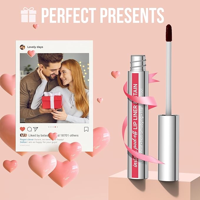 iMethod Lip Stain - Lip Liner Stain, Natural Long Lasting Lip Stain Peel Off, Waterproof Stay On All Day, Transfer-Proof, Highly Pigmented, Instant Color, Mauve-GlimoraGlow