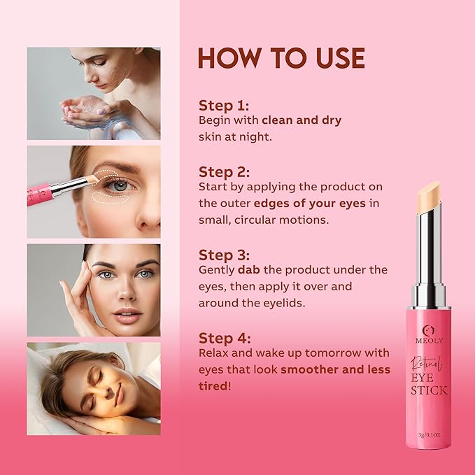 Instant Eye Bag Remover, Retinol Eye Cream for Dark Circles, Under Eye Brightener Stick, Under Eye Cream Anti Aging, Eye Cream for Wrinkles, Brightening Eye Cream for Puffiness and Bags-GlimoraGlow