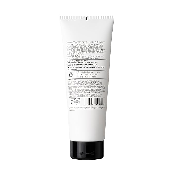 MARLOWE. No. 002 Santal Body Lotion 8 Oz, Moisturizing & Nourishing Daily Dry Skin Lotion for Men, Made with Hydrating Natural Aloe Vera, Non-Oily, Warm Amber, Sandalwood & Citron Scent, Vegan-GlimoraGlow