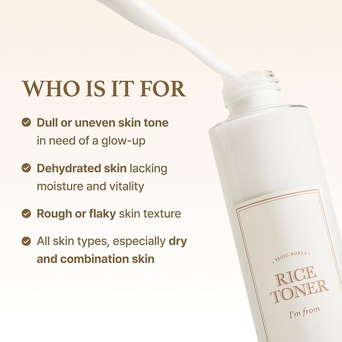 I'm from Rice Toner for Sensitive Skin, Rice Extract from Korea, Glow Essence with Niacinamide, Hydrating, Vegan, Alcohol Free, Fragrance Free, Peta Approved, K Beauty Toner, 5.07 Fl Oz-GlimoraGlow