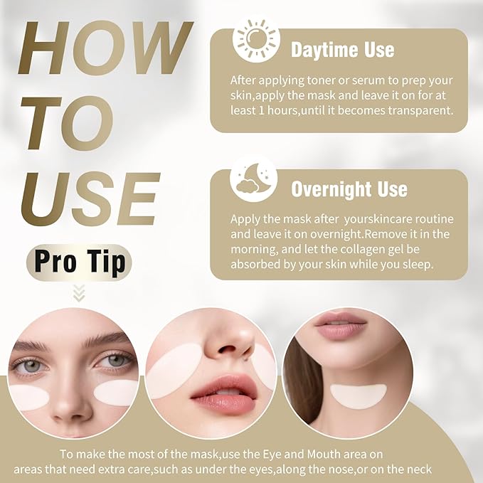 ISTON 6 Pack Bio-Collagen Real Deep Anti Wrinkle Lifting Mask,Overnight Hydrating Face Mask for All Skin Types -Pore Minimizing,Elasticity Enhancing,Firming,Moisturizing-GlimoraGlow