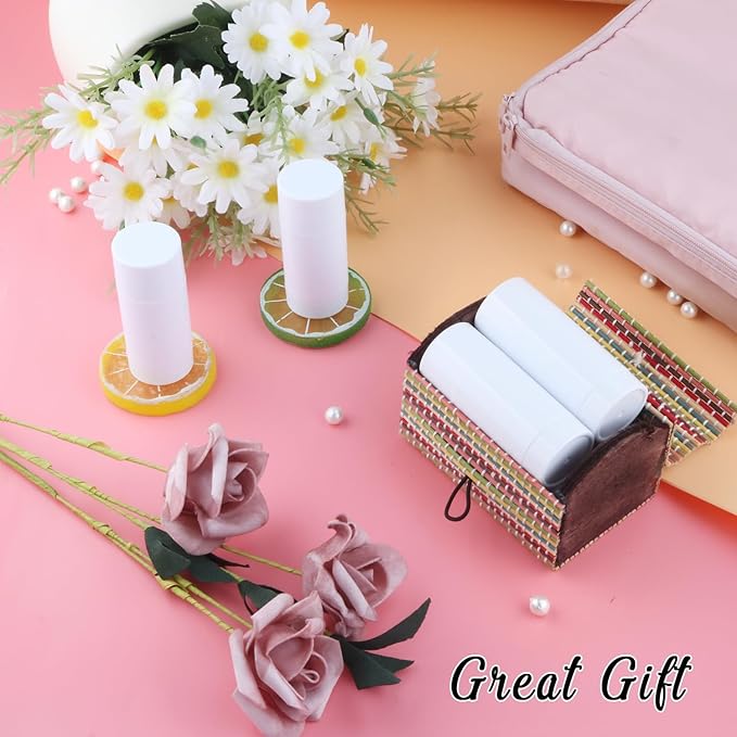 12 Pieces 15g White Plastic Deodorant Containers,Empty 1/2 oz Travel Lip Balm Tubes,Refillable Twist-UP Solid Perfume Tubes,Lipstick Tubes for DIY-GlimoraGlow