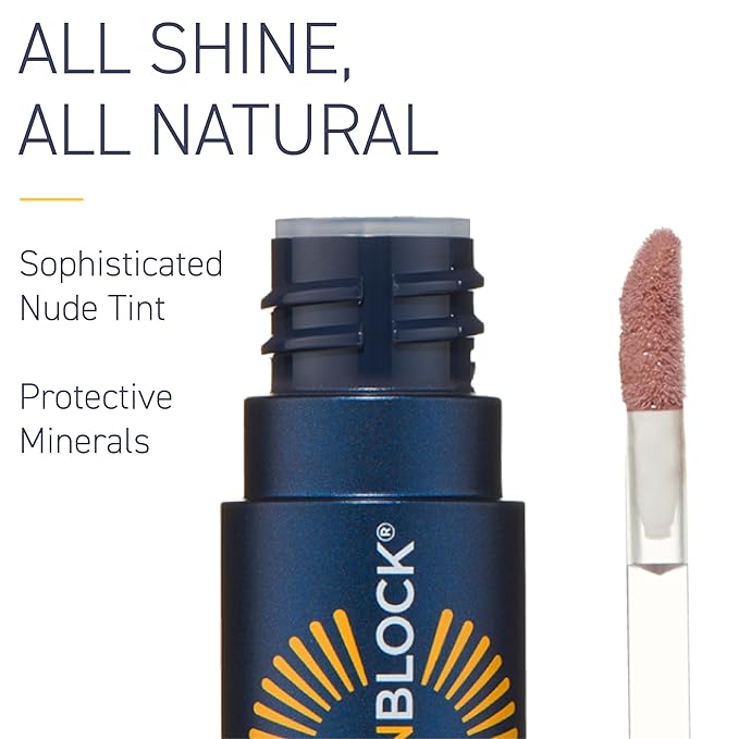 Brush On Block Sun Shine Protective Lip Oil SPF 30, Mineral Protection from UVA/UVB & Blue Light, Hydrating, Cruelty-Free, Gluten-Free, & Vegan, Fig-GlimoraGlow