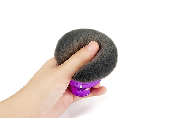 Extra Large Kabuki Brush Set for Body and Face Foundation & Makeup,Multi-functional,Mix bronze self-tanning applicator, wide round head, Great gift for women with Velvet bag(Purple 2pcs)-GlimoraGlow
