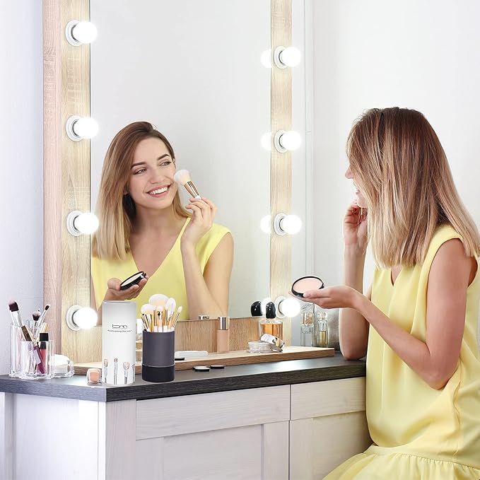 Makeup Brushes Set 10Pcs Professional Kabuki Foundation Eyeshadow Blush Blending Lip Full Face Cosmetic Kit W/Makeup Brush Set with Holder-GlimoraGlow