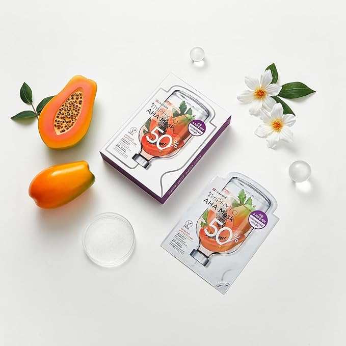I'MPHYTO Leaders Facial Mask 10 Sheet AHA Vegan Mask | Exfoliating& Vitality Skin Care | Plant-Derived Ingredients | Papaya Fruit Extract | Certified Vegan | Natural Cellulose Sheet-GlimoraGlow