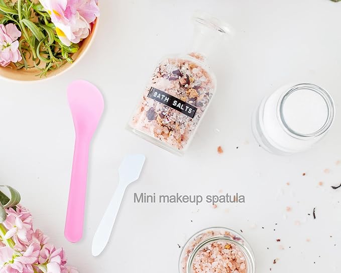 100 Pack 3.2 Inch Cosmetic Spatulas/Small Plastic Spatula for Cosmetics, Creams, Crafts/Makeup Spatula/Multipurpose Mini Applicator for Mixing Cream, Skincare, or Scraping Jars/Random Color-GlimoraGlow