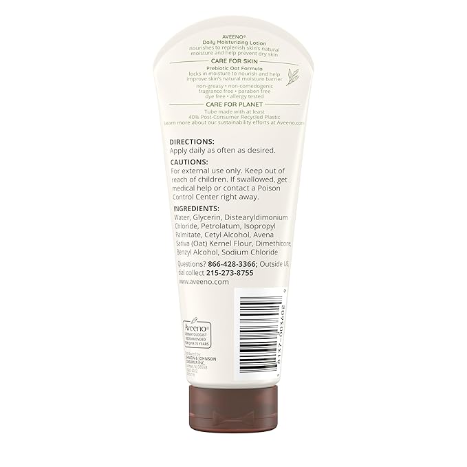 Aveeno Daily Moisturizing Body Lotion, Gentle Lotion Nourishes Dry Skin With Moisture, Soothing Prebiotic Oat, Fragrance-Free, Non-Comedogenic, Travel-Size, Pack of Three, 3 x 2.5 fl. Oz-GlimoraGlow