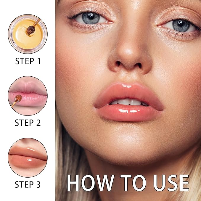 2 PCS Bee Lip Balm Honey Pot, Honey & Strawberry Lip Mask Overnight Propolis Moisturizing Lip Balm Hydrating Prevention Dry and Crack Lip Scrubs Exfoliator Lip Wrinkle Care (Honey&Strawberry)-GlimoraGlow