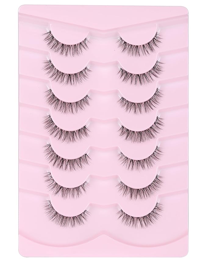 Short Eyelashes Natural Look Wispy Lashes Natural Fake Lashes C Curl Eye Lashes Wispies Eyelashes Fluffy False Lashes Pack 7 Pairs-GlimoraGlow