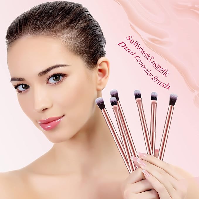 6 Pcs Eyeshadow Smudge Brush 2-in-1 Eyeshadow 2 Double Ended Make Up Brush Concealer Cosmetics Under Eye Small Soft Firm Pointed Foundation Makeup Applicator for Blending Eye Shadow Liner-GlimoraGlow
