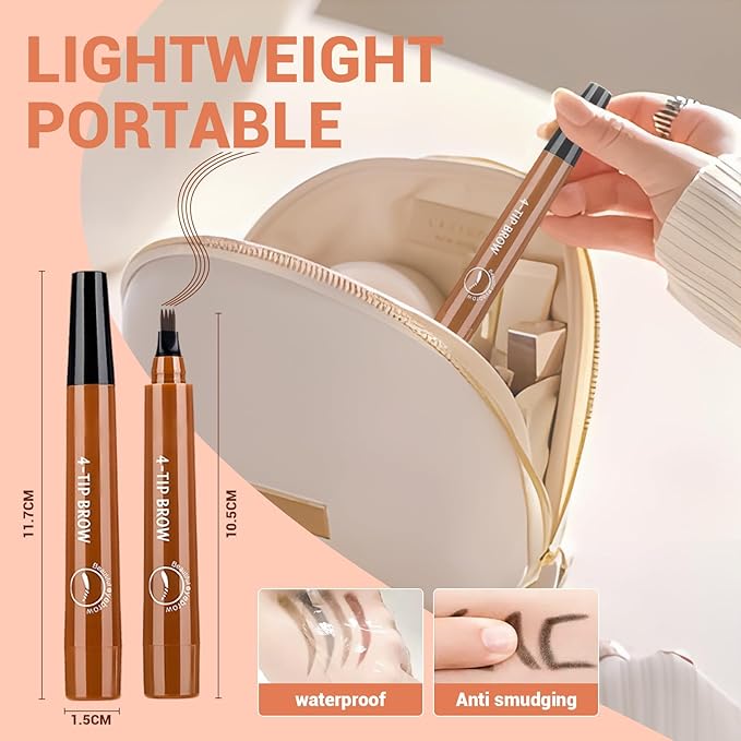 2025 New Magic Eyebrow Pencil, 3D Waterproof 4 Tipped Precise Brow Pen Microblading Eyebrow Pencil Contouring Pen Fine Stroke Microblading Creates Natural (5 Pcs)-GlimoraGlow