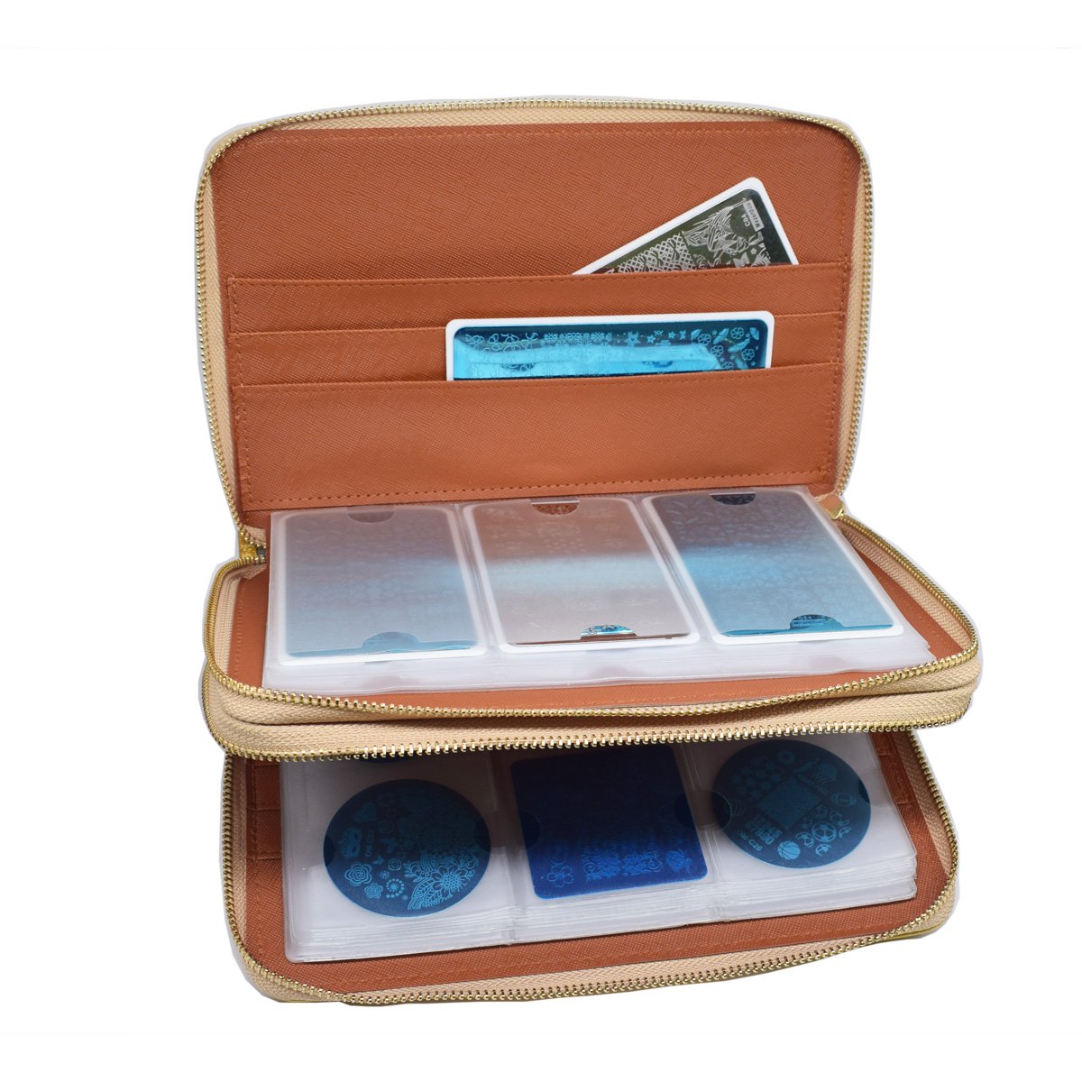 216 Slots Stamping Plate Holder Case Rainbow Laser Design Round Square Rectangular Nail Art Stamp Template Organizer 1pcs Empty Nail Art Plate Case Bag (silver - 216 Slots)-GlimoraGlow