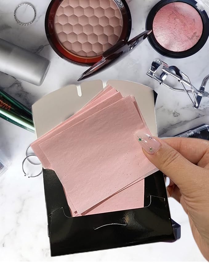 2 Pks ROSE INFUSED Natural Abaca Blotting Paper - 100 Oil Blotting Sheets - Makeup Friendly UNISEX All Skin Types Oily Skin Shine Blotter Photography Zoom Meetings Travel Gym School - MADE IN TAIWAN-GlimoraGlow