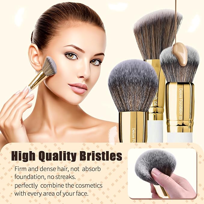 Professional Makeup Brushes Set Premium Quality Goat Hair Synthetic Fiber Powder Foundation Highlight Concealer Eyeshadow Blending By Bueart Design-GlimoraGlow