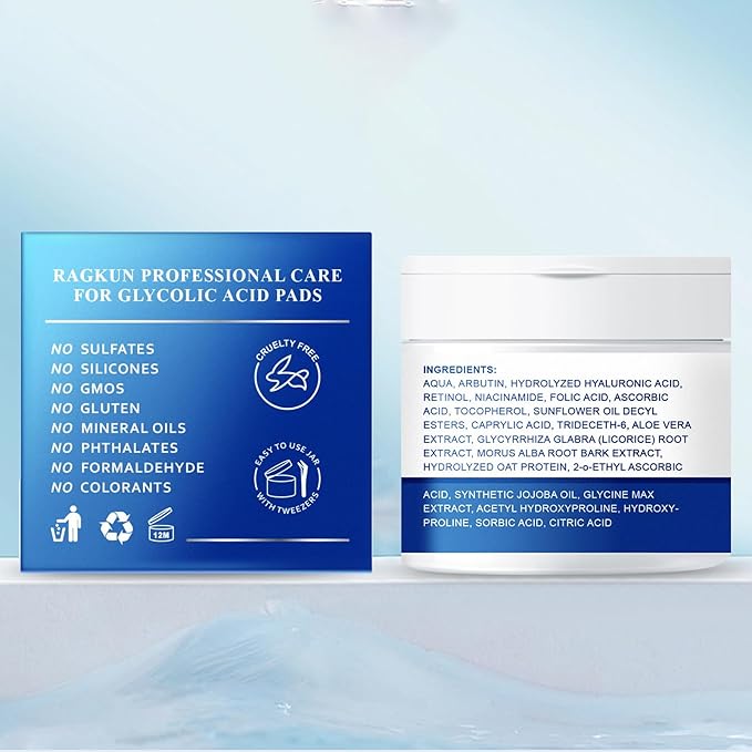 Retinol Cream for Face, Collagen Neck Creams for Tightening and Firming, Anti Aging Facial Moisturizer for Women & Men, Instant Face Lift Wrinkle Cream with Glycolic Acid Pads-GlimoraGlow