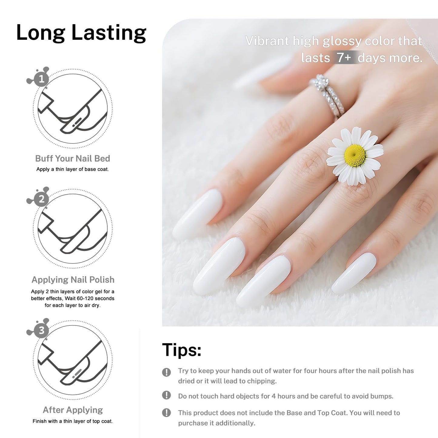 16.5ml White Nail Polish Large Volume Quick Drying Nail Polish, Fast Drying and Long Lasting Color Nail Art DIY Home Manicure Gift for Women-GlimoraGlow