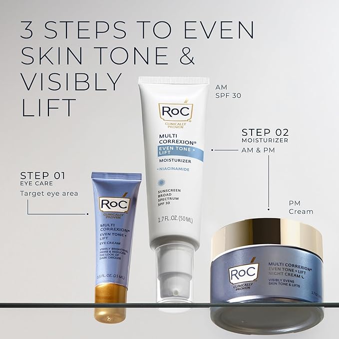 RoC Multi Correxion 5 in 1 Anti-Aging Daily Facial Moisturizer for Women and Men, Broad Spectrum SPF 30 & Shea Butter (1.7 oz) with Night Cream Packette (Packaging May Vary)-GlimoraGlow