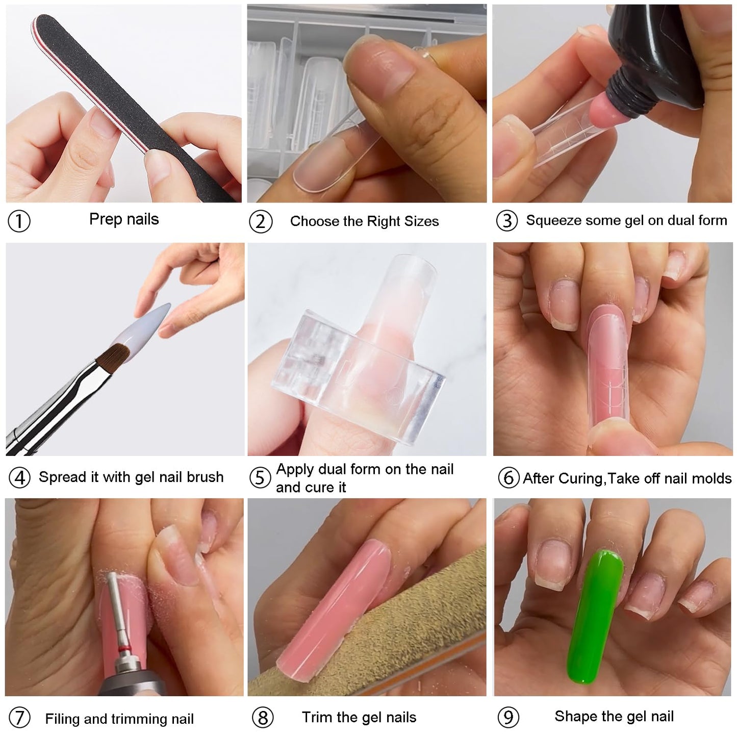 120Pcs Dual Nail Forms,Long Almond Extension Poly nail gel Nail Forms Full Cover Reusable Nail Molds 12 Sizes for Solid Nail Gel Glue Nail Art Design Salon&DIY(Extra Long Almond)-GlimoraGlow