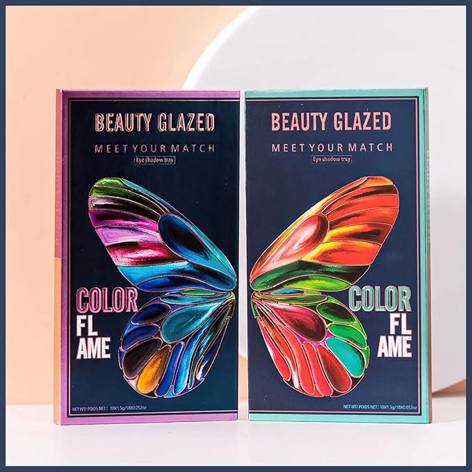 18 Colors Eyeshadow Palette, Butterfly Series Highly Pigmented Eye Makeup Palette, Matte Shimmer Metallic Powder Eyeshadow Pallet, Makeup Palette Cosmetics Gift, 110-GlimoraGlow