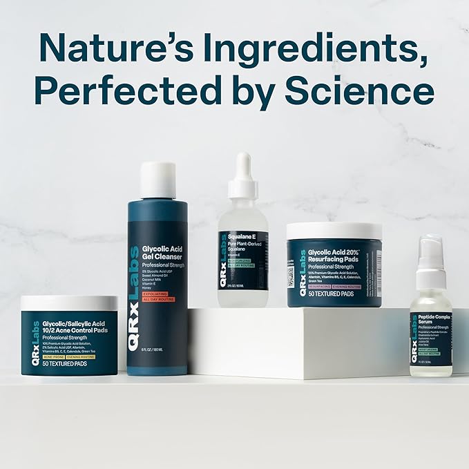 QRxLabs Glycolic Acid Face Wash – Gentle Exfoliating Gel Cleanser for Smoother Looking Skin – Helps Improve Texture & Hydration – Ideal for Blemish-Prone Skin and Ingrown Hairs – 6 oz-GlimoraGlow