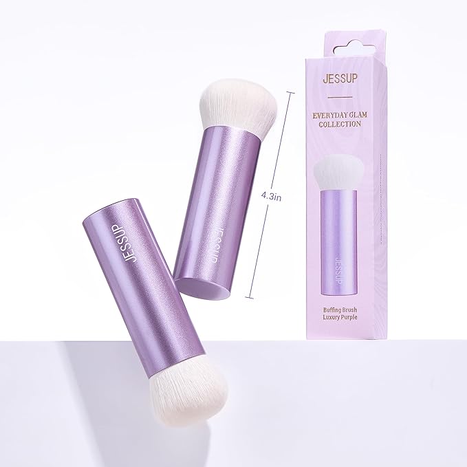 Jessup Professional Foundation Brush for Liquid, Cream and Powder, Large Dense Face Makeup Brush for Natural Flawless Finish, Luxury Purple AS004-GlimoraGlow