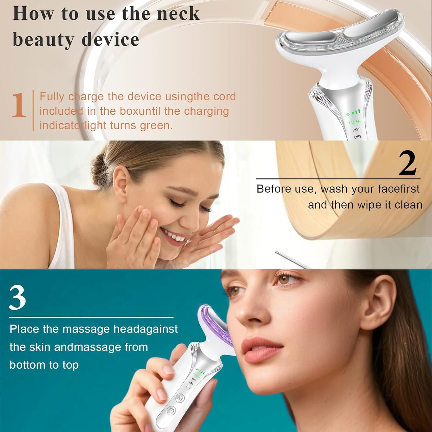 2025 New 7 in 1 Face Massager Tool, Red Light Therapy for Face and Neck, Portable Face Lift Device, Neck Massager for Double Chin Reducer-GlimoraGlow