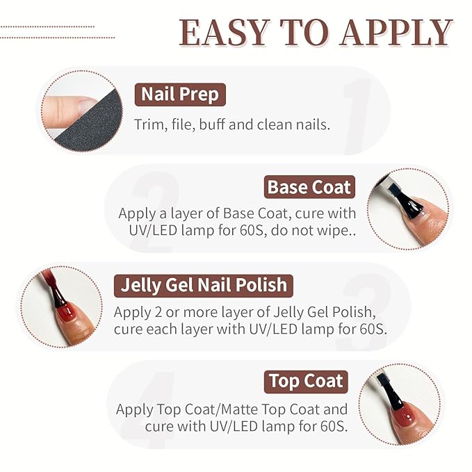 JODSONE 23PCS Gel Nail Polish Set 20 translucent Jelly Color Natural and Elegant Long Lasting Suitable for Home and Salon-GlimoraGlow