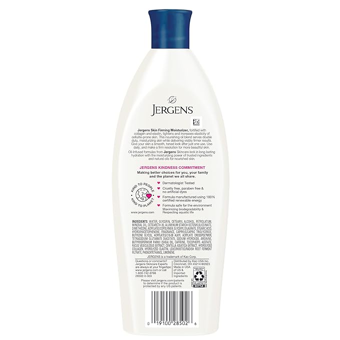 Jergens Skin Firming Body Lotion for Dry to Extra Dry Skin, Skin Tightening Cream with Collagen and Elastin, Hydralucence Blend Formula, 16.8 oz-GlimoraGlow
