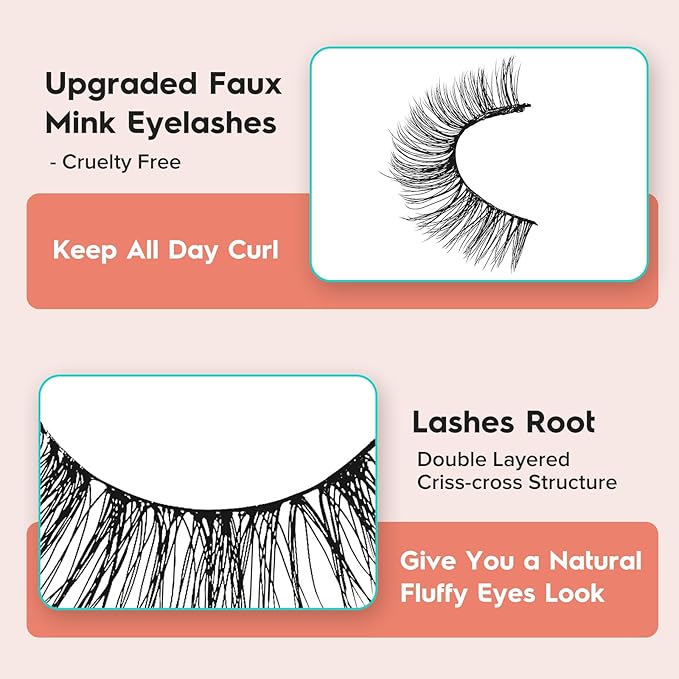 Lashes Wispy False Eyelashes Cat Eye Lashes Natural Look 3D Volume Fake Eyelashes Thin Band Lashes 12mm Natural Eye Lashes C Curl Siligli Lashes Pack 10 Pair-GlimoraGlow