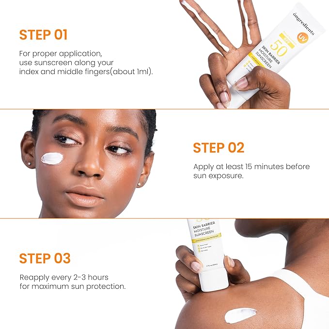 ONGREDIENTS Skin Barrier Moisture Sunscreen Broad Spectrum SPF 50, Glowy Finish, Non-Sticky, No White Cast, Hydrating, Moisturizing, Airy Texture, Korean Skin Care, All Skin Types (1.7 fl. Oz)-GlimoraGlow