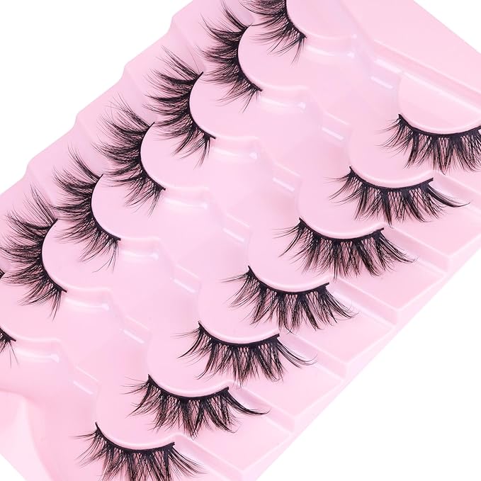Half Lashes Fox Eye Faux Mink Lashes Wispy Eyelashes Cat Eye 20mm Fake Lashes Spiky Strip Eyelashes Pack 7 Pairs-GlimoraGlow