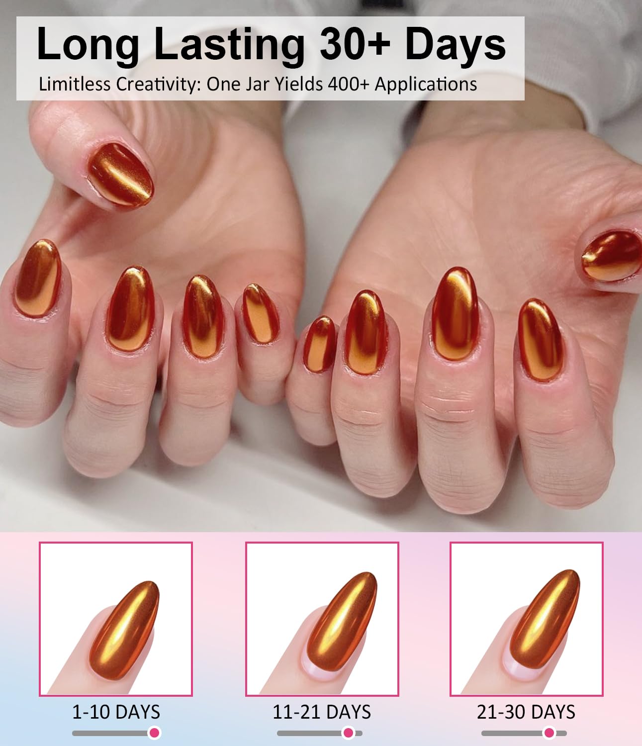 2 PCS Chrome Nail Powder:Mirror Effect Copper Chrome Nail Powder,Metallic Mirror Orange Chrome Nail Powder Decoration for DIY Nail Art,Bronze Pigment Holo Chrome Powder-GlimoraGlow