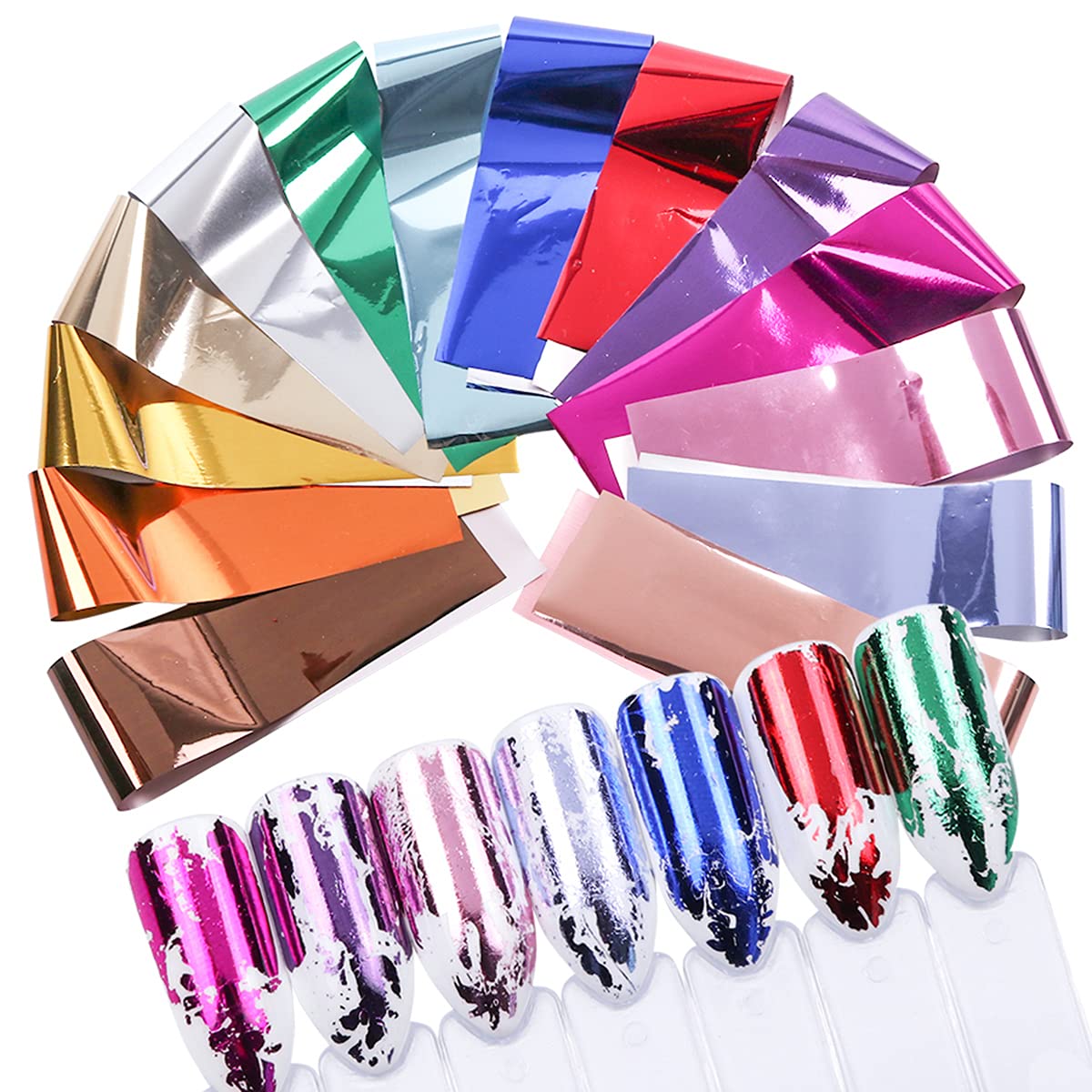 14 Colors Metallic Nail Foil Transfer Stickers Nail Art Accessories Holographic Effect Nail Foils Supply Gold Silver Matte Transfer Foils Nail Decals for Women Girls Manicure Tips Decoration-GlimoraGlow