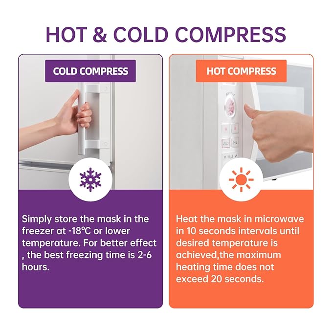 Ice Pack Face Eye Mask for Dark Circles and Puffiness,Gel Cold Cooling Face Mask for Migraines, Headache, Stress and Relaxation (Purple)-GlimoraGlow