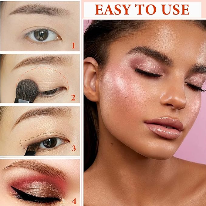 12 Color Naked Eyeshadow Palette,Pearly Earth Color Eyeshadow,Natural Shimmer Eyeshadow Palette,Professional Waterproof and Smudge Proof Eye Shadow Palette Kit,Eye Makeup Set for Women(B)-GlimoraGlow