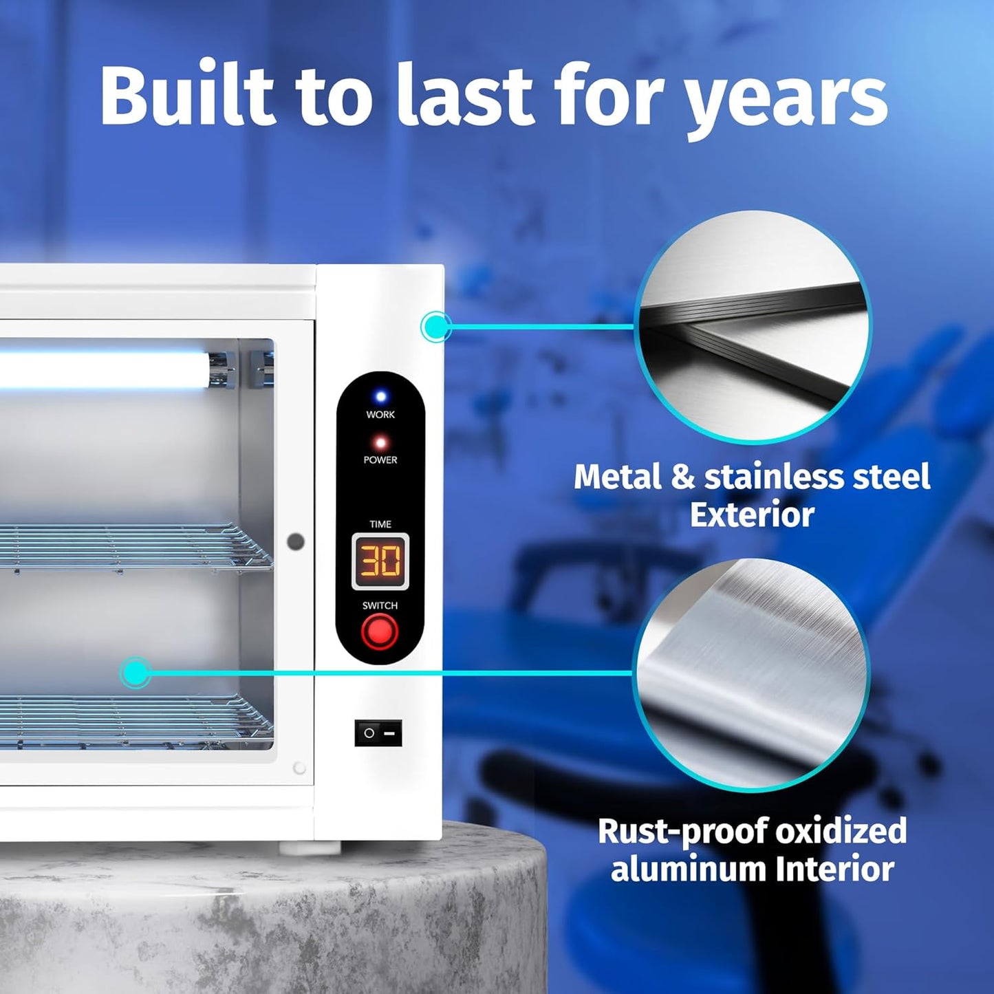 JJ CARE UV Sterilizer 8 Liter Capacity, UV Light 99% Sterilization Killing Efficiency, LED Timer UV Sterilizer Cabinet for Salon, Spa, Office and At Home Use, Professional Tabletop UV Sterilizer,-GlimoraGlow