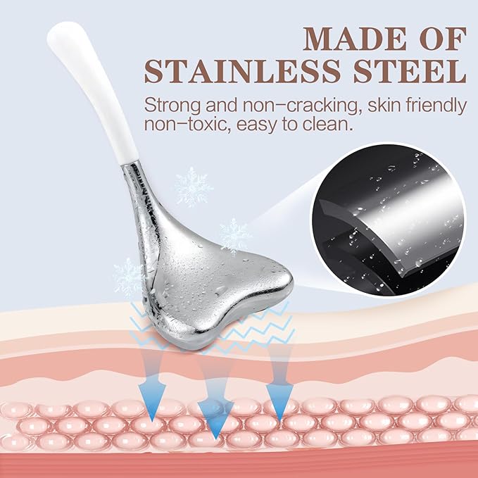 Ice Globes for Face Cryo Sticks Set, Ice Roller Stainless Steel Facial Massage Skin Care Tools for Cooling & Hot Spa-GlimoraGlow