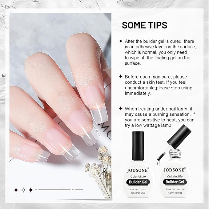 JODSONE 2Pcs 16.5ml Builder Gel Builder Nail Polish for Thickening Strengthener Building Extension and Keep The Nail Art Effect for A Longer Time and Nail Art Design Gift for Women-GlimoraGlow