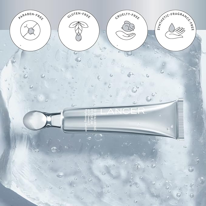 Lancer Skincare 3D Hyaluronic Eye Serum with Vitamin C Brightening Complex, Anti-Aging Eye Cream, 0.5 Fluid Ounces-GlimoraGlow