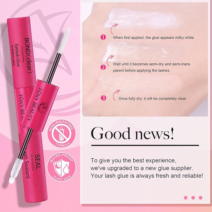 Nova Lash Clusters Kit - 360 pcs Lash Clusters Natural Look Invisible Band Eyelash Clusters Lash Extension Kit with Bond and Seal 0.07D D Curl WideSpan Cluster Eyelash Extension Kit 8-16mm DIY at Home-GlimoraGlow