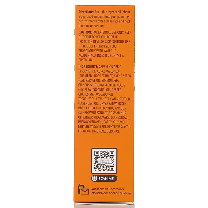 Advanced Clinicals Turmeric Oil Serum For Face | Facial Skin Care Serum With Jojoba + Coconut Oil To Improve Appearance Of Dark Spots & Uneven Skin Tone | Antioxidant Dry Skin Moisturizer, 1.8 Fl Oz-GlimoraGlow