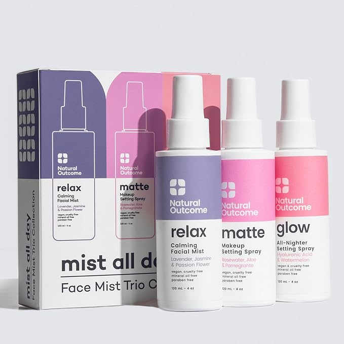 Face Mist Trio Collection – Hydrating Facial Mist Spray for Glowing Skin – Rosewater, Lavender & Hyaluronic Acid – Makeup Setting & Refreshing Face Spray Mist-GlimoraGlow