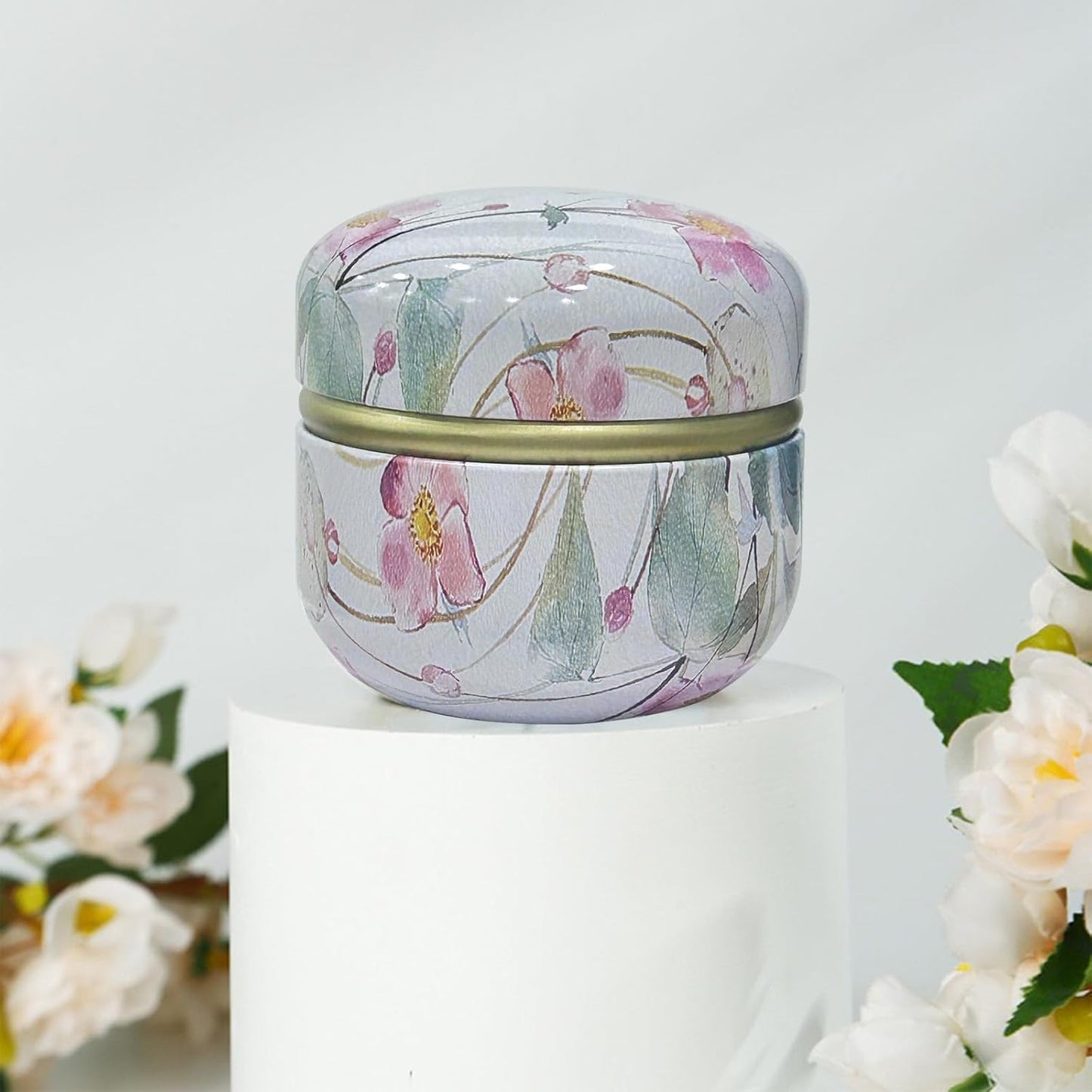 Body Powder Puff and Container for Dusting Powder, Women Powder Puff and Powder Case for Bath and Travel (Wild Flower)-GlimoraGlow