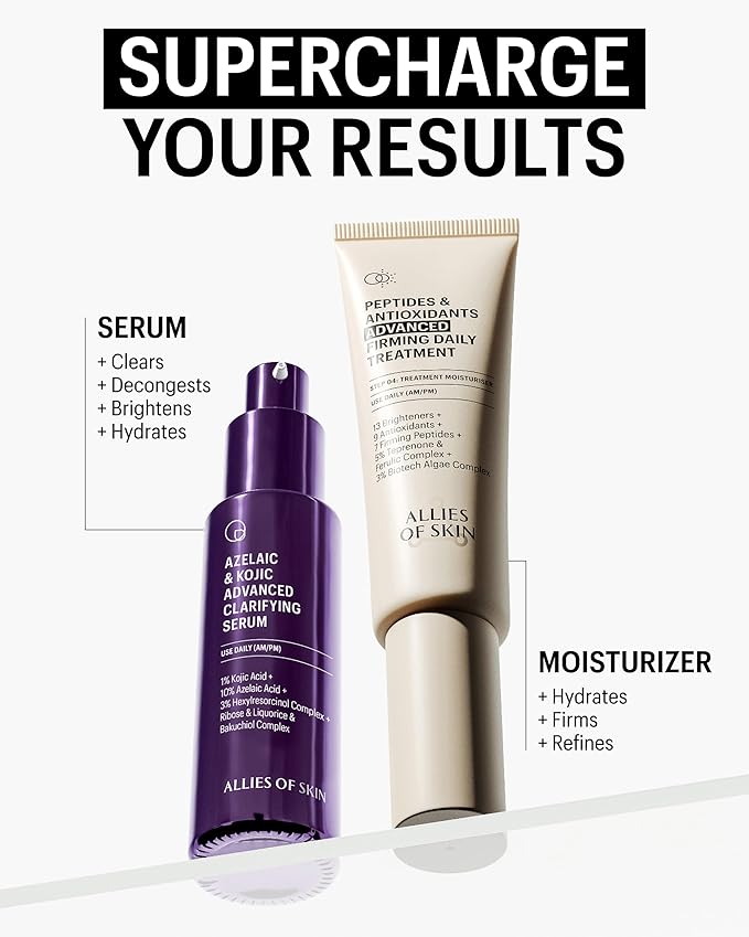 Allies of Skin Azelaic & Kojic Clarifying Face Serum | Clinically Proven for Acne & Blemish Prone Skin |10% Azelaic Acid Treats Pigmentation and Redness | Targets Pores & Uneven Skin Texture (1 Fl oz)-GlimoraGlow