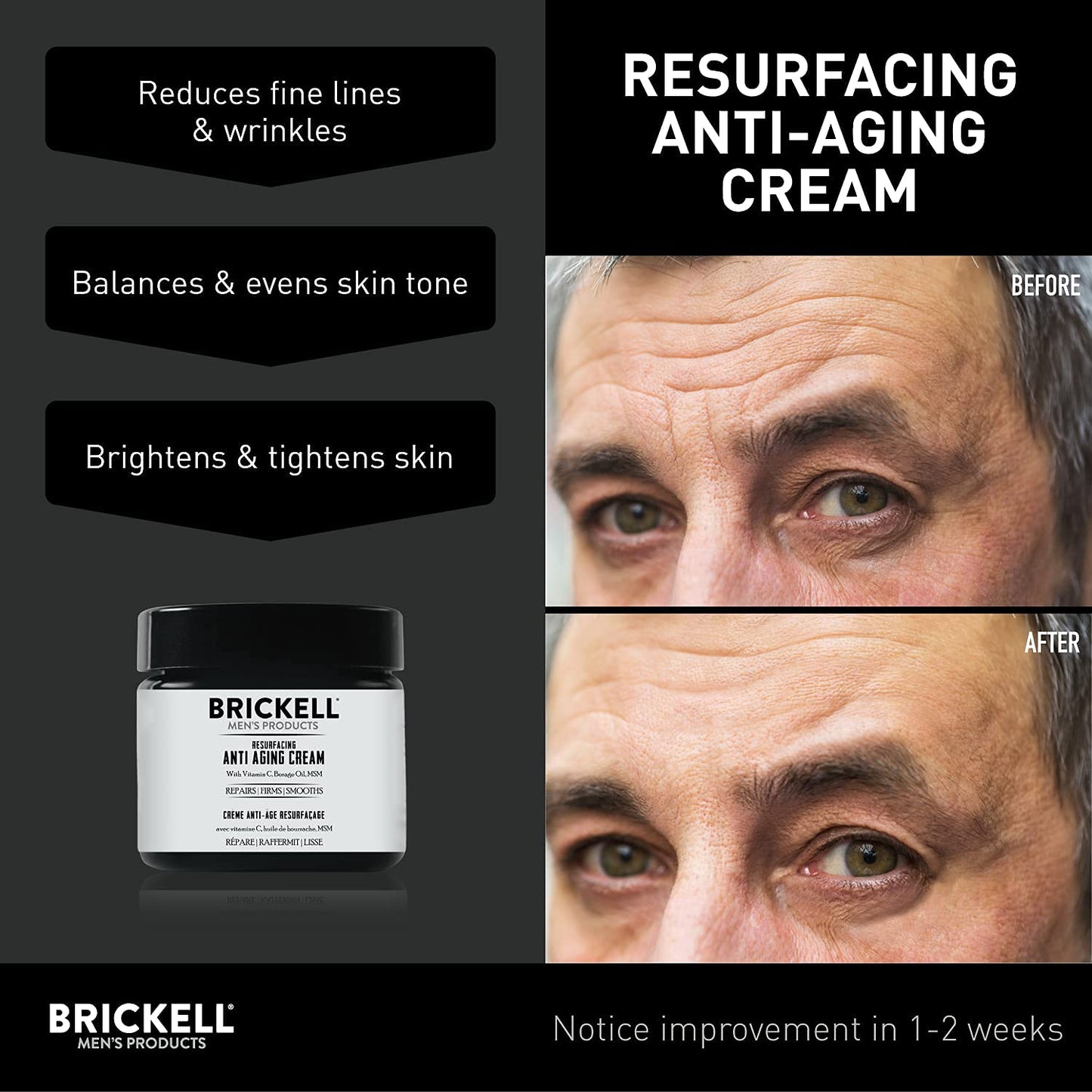 Brickell Men's Products Resurfacing Anti-Aging Face Cream For Men, Natural and Organic Face Moisturizer, Vitamin C Cream For Wrinkles, 2 Ounce, Unscented-GlimoraGlow