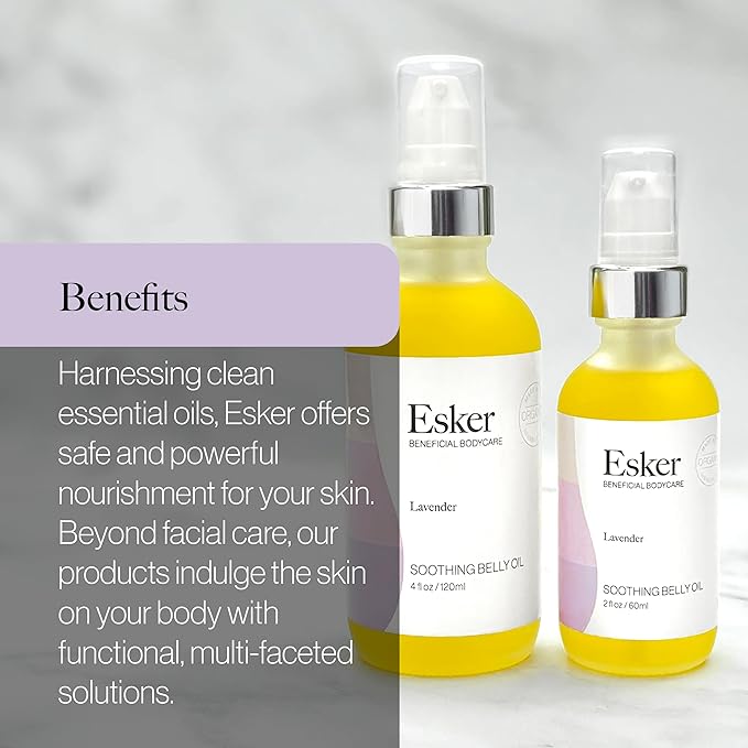 ESKER Natural Soothing Belly Oil | (2.0oz) | Plant-Based Formulated for Pre and Postpartum Skin | Designed to Fade Existing Stretch Marks and Prevent the Formation of New Ones | Cruelty Free-GlimoraGlow
