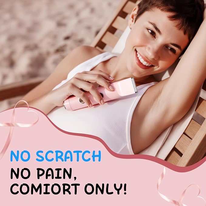 2 in 1 Bikini Trimmer for Women, Smooth and Painless Electric Razors for Women, IPX7 Waterproof Women's Electric Shaver, Rechargeable Bikini Underarm Legs Arm Body Face Trimmer Womens Shaver (Pink)-GlimoraGlow