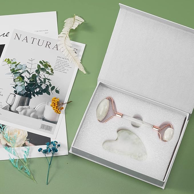 Jade Roller for Face, Facial Roller Massager Skin Care Tool, Gua Sha Facial Tools for Face, Neck, Eyes, Reduce Puffiness of The Skin-GlimoraGlow